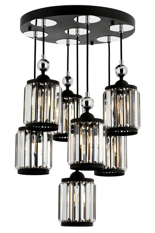 Lustra, Opviq, 301AUR1276, Metal, Negru / Alb / Argintiu