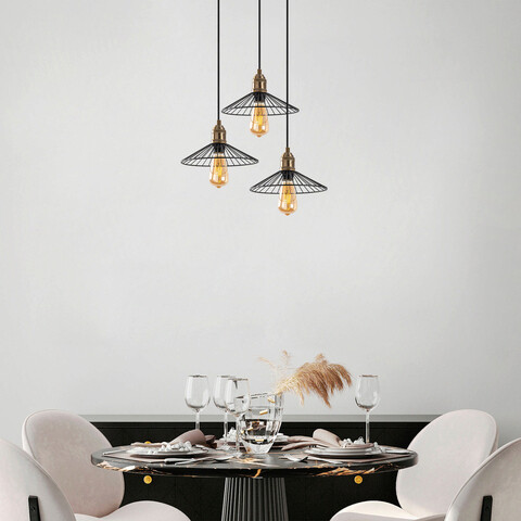 Lustra, Fulgor, 942FLG1224, Metal, Negru/Maro antic