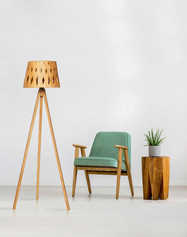 Lampadar, FullHouse, 390FLH1153, Lemn de pin, Natural / Teak