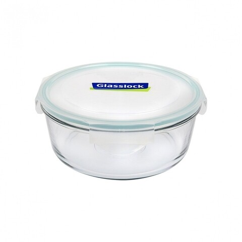 Caserola rotunda cu capac Glasslock Round, sticla temperata, 2000 ml, transparenta