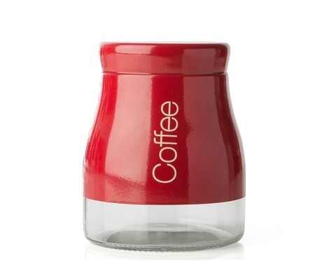 Recipient pentru cafea Red, Sabichi, 700 ml, sticla, rosu