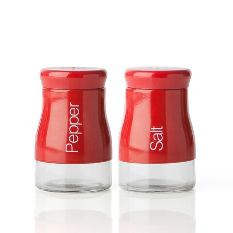 Set 2 solnite sare/piper Red, Sabichi, 12.2 x 9.2 x 6 cm, sticla, rosu