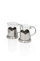 Set 2 cani pentru cafea, Sabichi, 200 ml, sticla/inox, argintiu/transparent