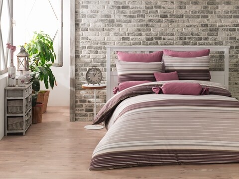 Lenjerie de pat dubla Elit, Majoli Home Collection, 4 piese, 200x220 cm, 100% bumbac ranforce, multicolor