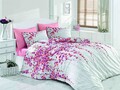 Lenjerie de pat dubla Time Pink, Majoli Home Collection, 4 piese, 200x220 cm, 100% bumbac ranforce, multicolor