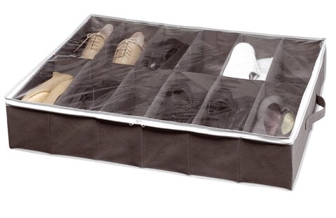 Organizator pentru incaltaminte Rivoli, Compactor, 12 perechi, 75 x 15 x 60 cm, PEVA, negru