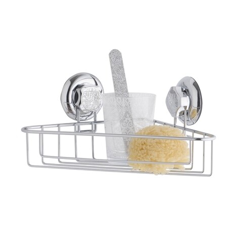 Polita de colt pentru baie Bestlock, Compactor,23.8x23.6x13.2 cm, crom/ABS/plastic (TPU), argintiu