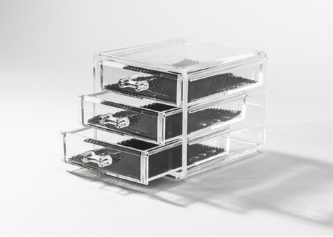 Ékszerrendező Tömörítő, 3 fiókos, polisztirol, átlátszó