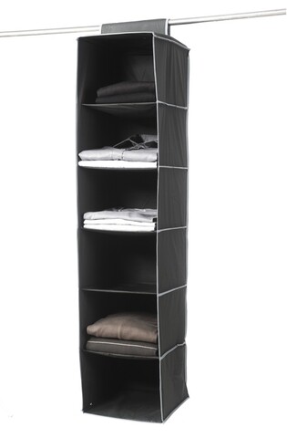 Organizator pentru dulap Rivoli, Compactor, 6 rafturi, negru/gri