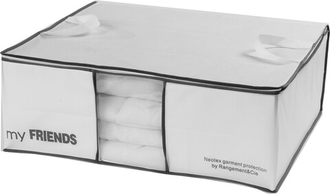 Cutie pentru depozitare haine Neotex, Compactor, 58.5x68.5x25.5 cm, TNT/plastic, alb