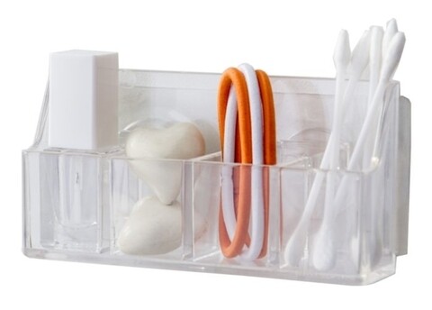 Organizator de perete pentru cosmetice Vision, Compactor, 4 compartimente, 6 x 12 x 3.7 cm, plastic, transparent