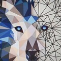 Decoratiune de perete, Metal Wolf Wall Art, Otel, Dimensiune: 35 x 48 cm, Multicolor