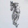 Decoratiune de perete, Metal Horse Line Art, Otel, Dimensiune: 66 x 41 cm, Negru