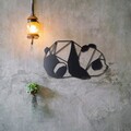 Decoratiune de perete, Panda, Metal, 31 x 51 cm, Negru