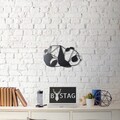 Decoratiune de perete, Panda, Metal, 31 x 51 cm, Negru
