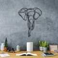 Decoratiune de perete, Elephant 2, Metal, Dimensiune: 52 x 41 cm, Negru