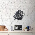 Decoratiune de perete, Roar Lion, Metal, Dimensiune: 40 x 50 cm, Negru