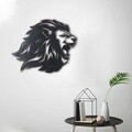 Decoratiune de perete, Roar Lion, Metal, Dimensiune: 40 x 50 cm, Negru