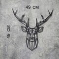 Decoratiune de perete, Stag 2, Metal, Dimensiune: 49 x 49 cm, Negru