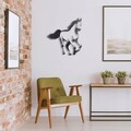 Decoratiune de perete, Horse, Metal, Dimensiune: 49 x 50 cm, Negru