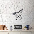 Decoratiune de perete, Horse, Metal, Dimensiune: 49 x 50 cm, Negru