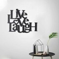 Decoratiune de perete, Live Love Laugh, Metal, Dimensiune: 40 x 49 cm, Negru