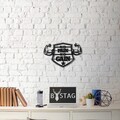 Decoratiune de perete, No Pain No Gain, Metal, Dimensiune: 33 x 50 cm, Negru