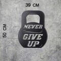 Decoratiune de perete, Never Give Up, Metal, Dimensiune: 50 x 39 cm, Negru