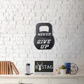 Decoratiune de perete, Never Give Up, Metal, Dimensiune: 50 x 39 cm, Negru