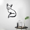 Decoratiune de perete, Fox 2, Metal, Dimensiune: 50 x 30 cm, Negru