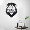 Decoratiune de perete, Lion Head, Metal, Dimensiune: 50 x 38 cm, Negru