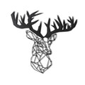 Decoratiune de perete, Stag, Metal, Dimensiune: 49 x 51 cm, Negru
