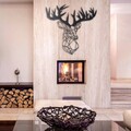 Decoratiune de perete, Stag, Metal, Dimensiune: 49 x 51 cm, Negru