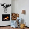 Decoratiune de perete, Stag, Metal, Dimensiune: 49 x 51 cm, Negru