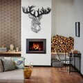 Decoratiune de perete, Stag, Metal, Dimensiune: 49 x 51 cm, Negru