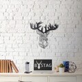 Decoratiune de perete, Stag, Metal, Dimensiune: 49 x 51 cm, Negru