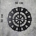 Ceas de perete, Stone, Metal, Dimensiune: 50 x 50 cm, Negru