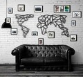 Decoratiune de perete, World Map, Metal, Dimensiune: 60 x 120 cm, Negru
