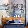 Decoratiune de perete, World Map XL, Metal, Dimensiune: 85 x 170 cm, Negru