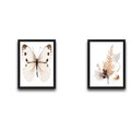Set 2 tablouri decorative, Beige Butterfly Set, PAL, Hartie, Multicolor