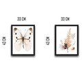 Set 2 tablouri decorative, Beige Butterfly Set, PAL, Hartie, Multicolor