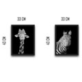 Set 2 tablouri decorative, Zebra Giraffe Set, PAL, Hartie, Multicolor