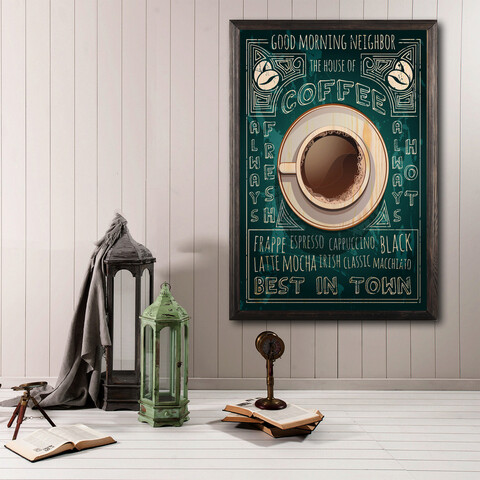 Tablou decorativ, Coffee, Lemn, Lemn, Multicolor