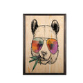 Tablou decorativ, Cool Panda, Lemn, Lemn, Multicolor