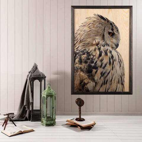 Tablou decorativ, Owl, Lemn, Lemn, Multicolor