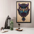 Tablou decorativ, Owl Color Dream, Lemn, Lemn, Multicolor