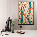 Tablou decorativ, Peacock Heaven, Lemn, Lemn, Multicolor