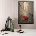 Tablou decorativ, Red Umbrella 2, Lemn, Lemn, Multicolor