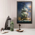 Tablou decorativ, Sailboat, Lemn, Lemn, Multicolor