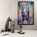Tablou decorativ, Shiny Pineapple, Lemn, Lemn, Multicolor